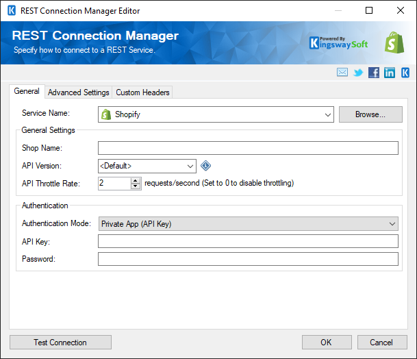 SSIS REST Shopify Connection Manager